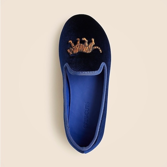 J Crew Kids' embroidered tiger velvet slip-on shoes CB771 - Picture 2 of 5